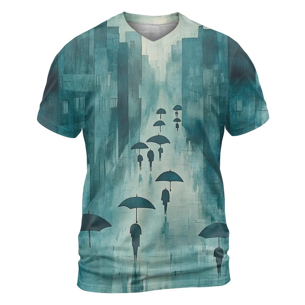 Hiroshige Inspired Rainy City Street custom all-over print shirts