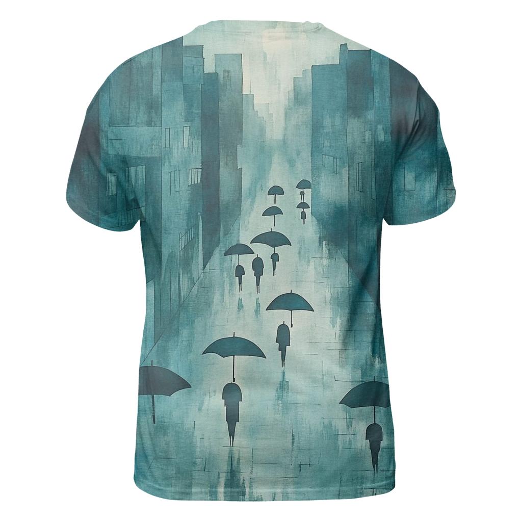 Hiroshige Inspired Rainy City Street custom all-over print shirts