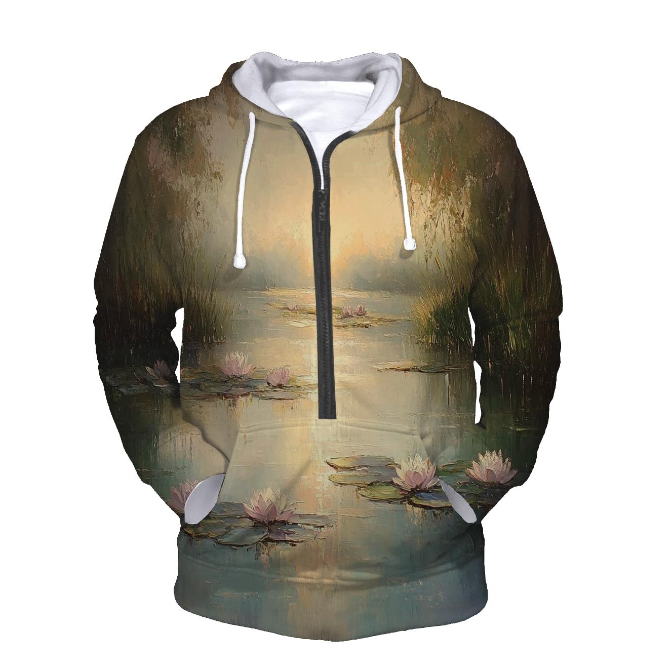 Monet Inspired Water Lilies At Dawn heavyweight hoodies