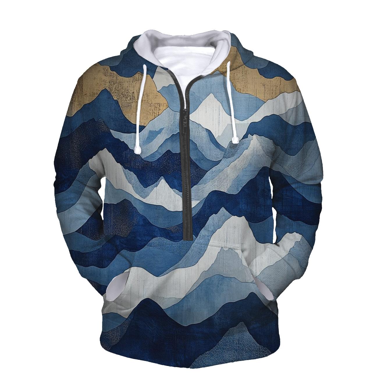 Hokusai Inspired Mountain Storm graphic hoodies