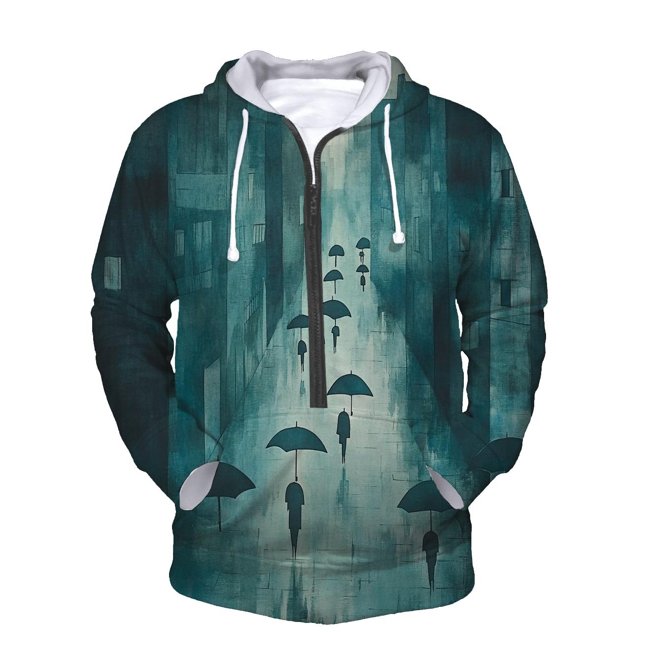 Hiroshige Inspired Rainy City Street heavyweight hoodies