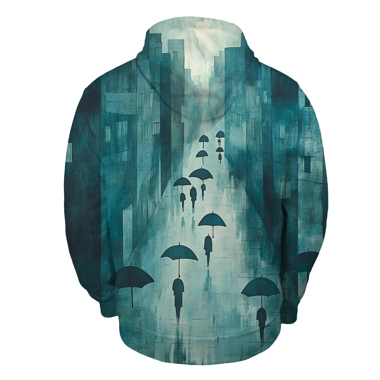 Hiroshige Inspired Rainy City Street heavyweight hoodies