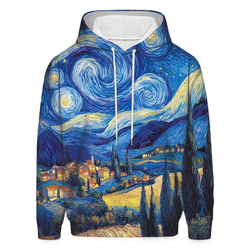 Van Gogh Inspired Starry Countryside designer hoodies