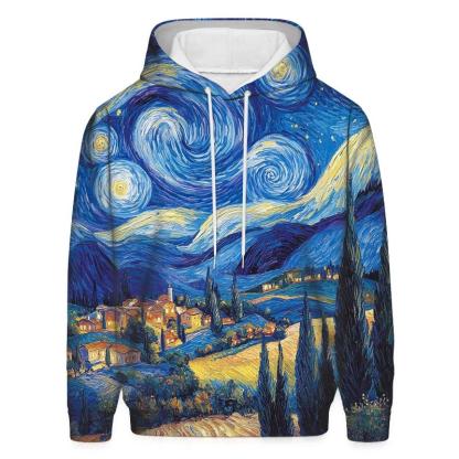 Van Gogh Inspired Starry Countryside designer hoodies