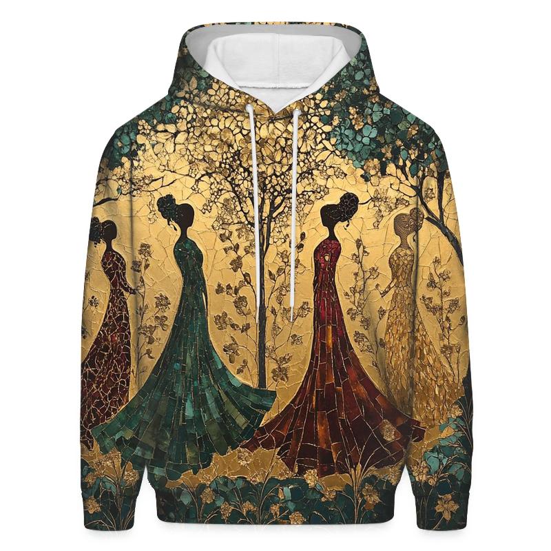 Klimt Inspired Golden Garden embroidered hoodies