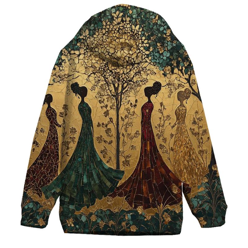 Klimt Inspired Golden Garden embroidered hoodies