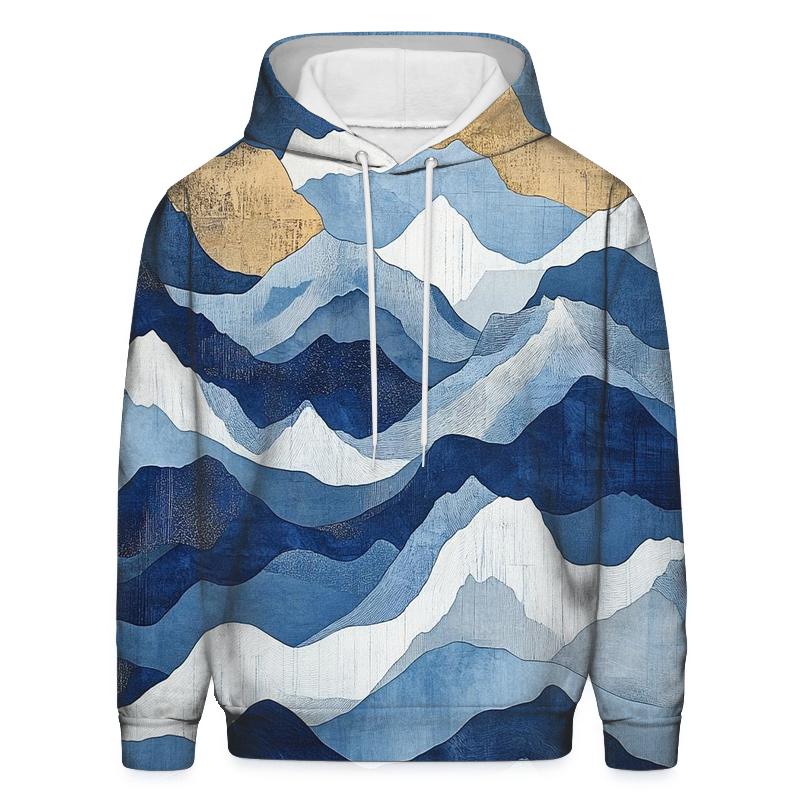 Hokusai Inspired Mountain Storm printed hoodies