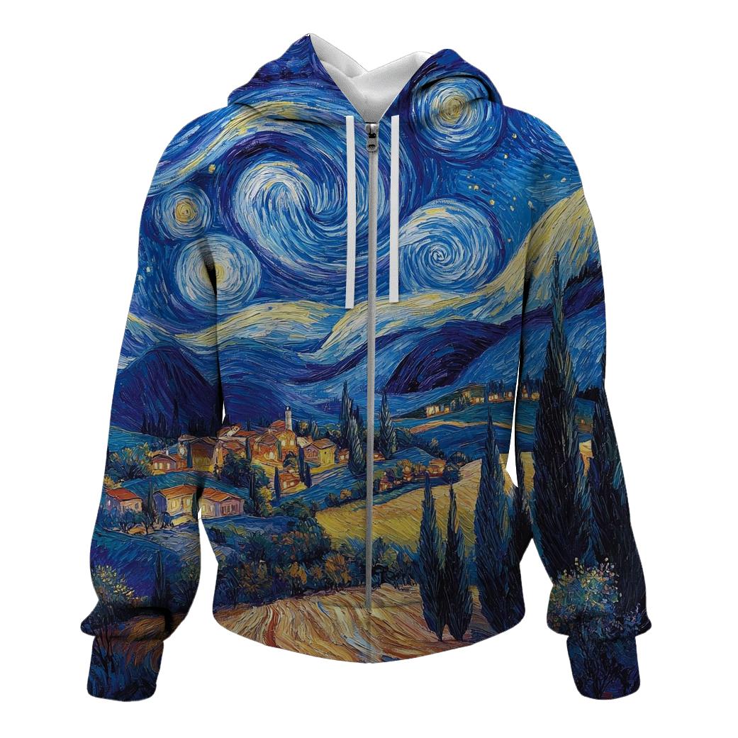 Van Gogh Inspired Starry Countryside heavyweight hoodies