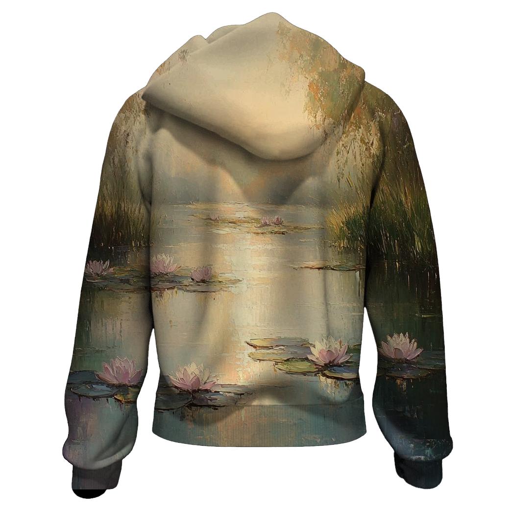Monet Inspired Water Lilies At Dawn custom hoodies