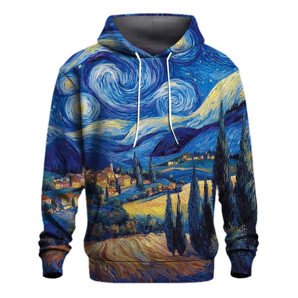 Van Gogh Inspired Starry Countryside designer hoodies