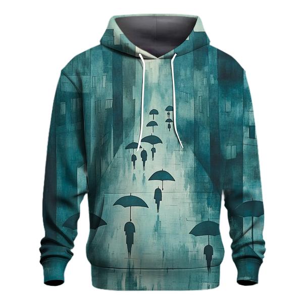 Hiroshige Inspired Rainy City Street graphic hoodies
