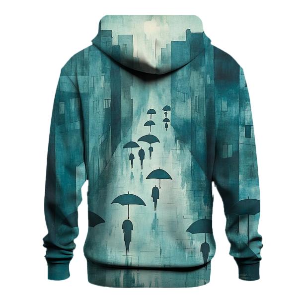Hiroshige Inspired Rainy City Street graphic hoodies