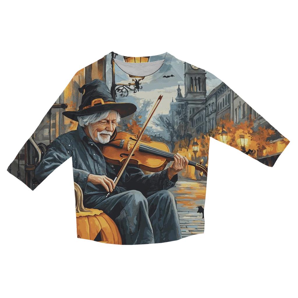 Halloween Lantern Street Musician stylish quarter sleeve tops