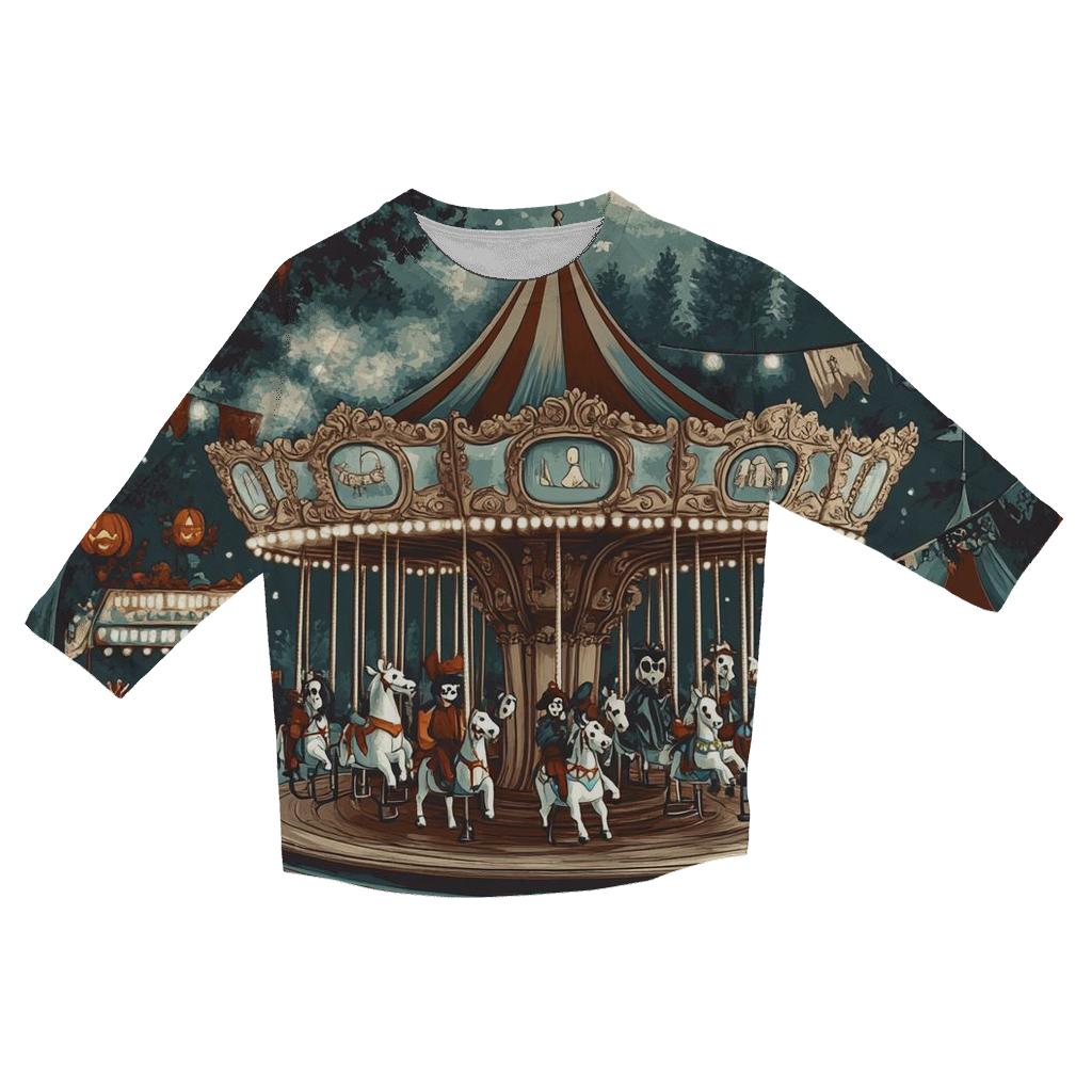 Haunted Carousel Of Nightmares casual three quarter sleeve shirts