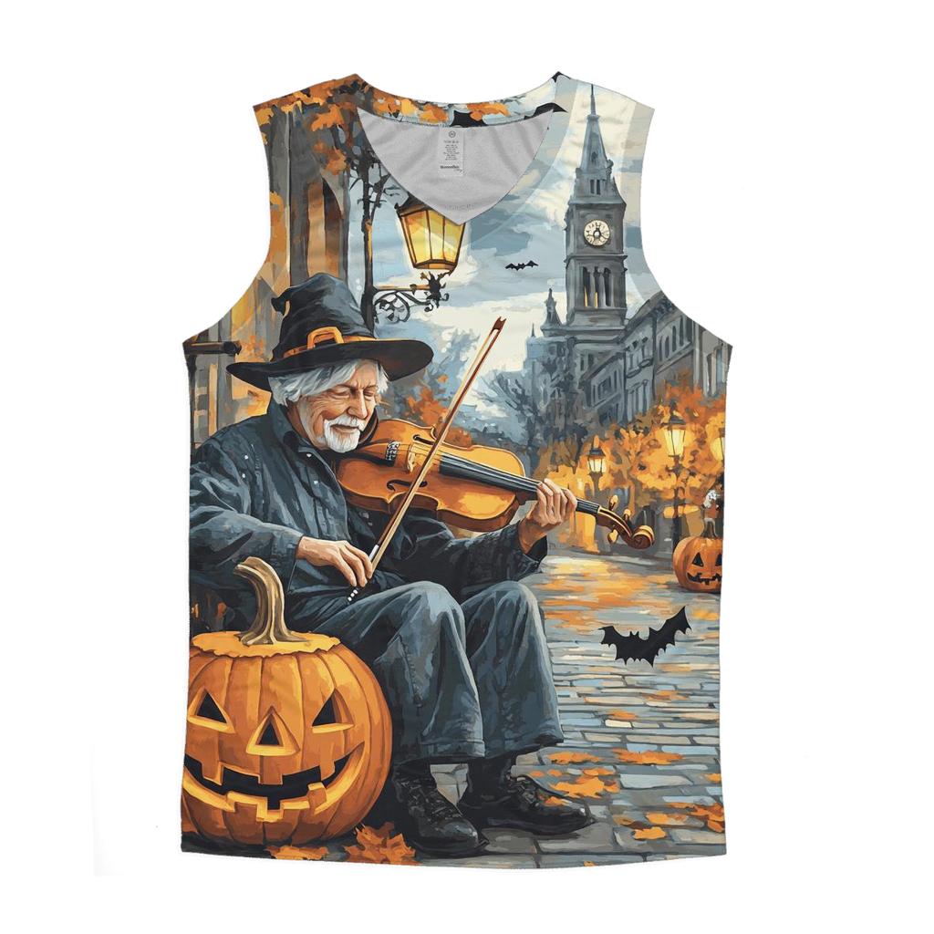 Halloween Lantern Street Musician casual summer tank tops