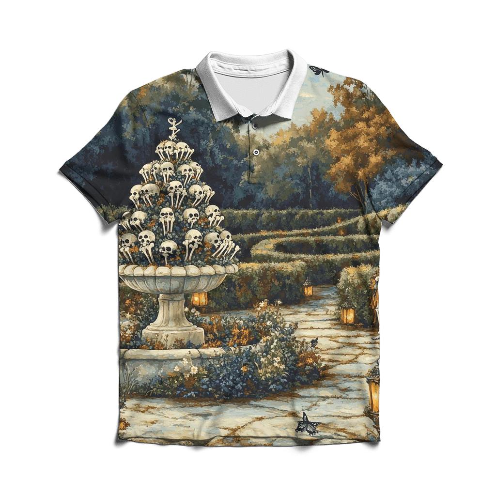 Bone Garden Spooky Sculpture branded logo polo shirts