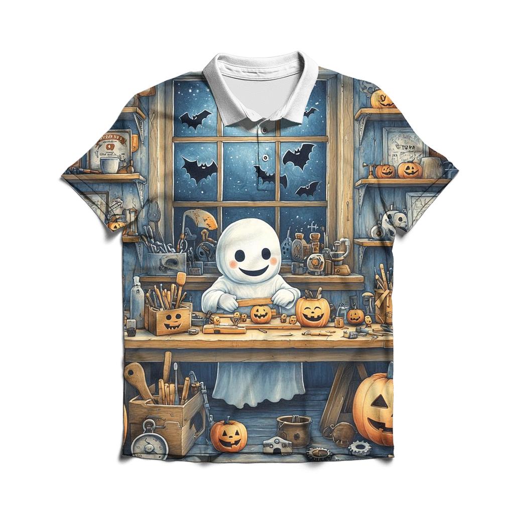 Haunted Toymaker Workshop custom polo shirts