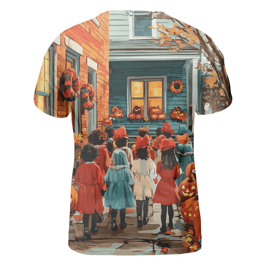 Trick Or Treaters In Pumpkin Alley trendy printed shirt styles