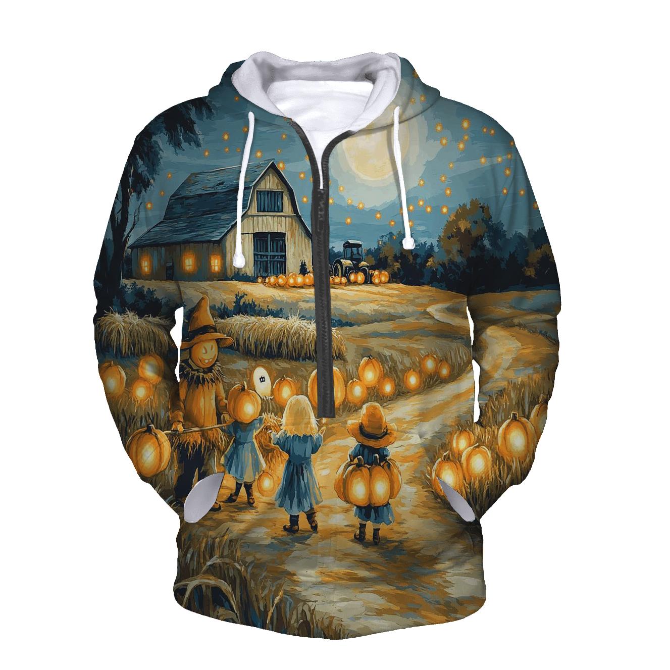 Midnight Harvest Spooky Barn embroidered hoodies