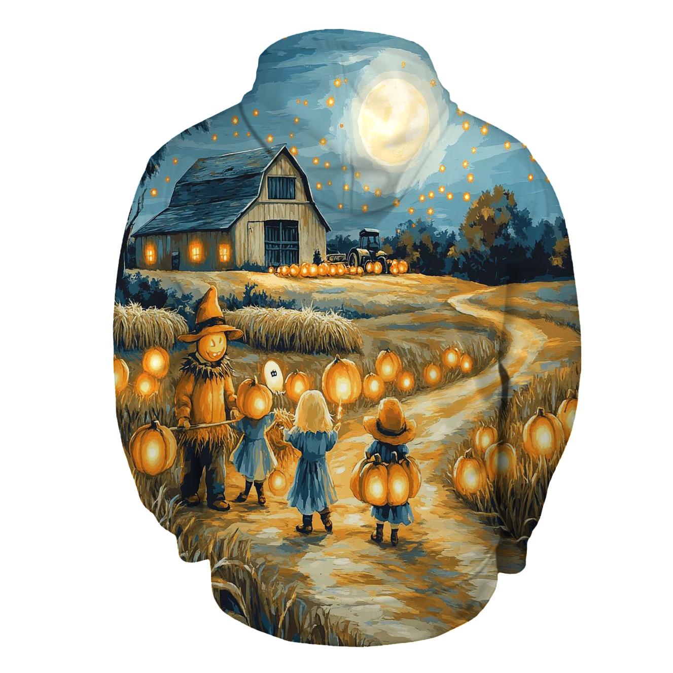 Midnight Harvest Spooky Barn embroidered hoodies