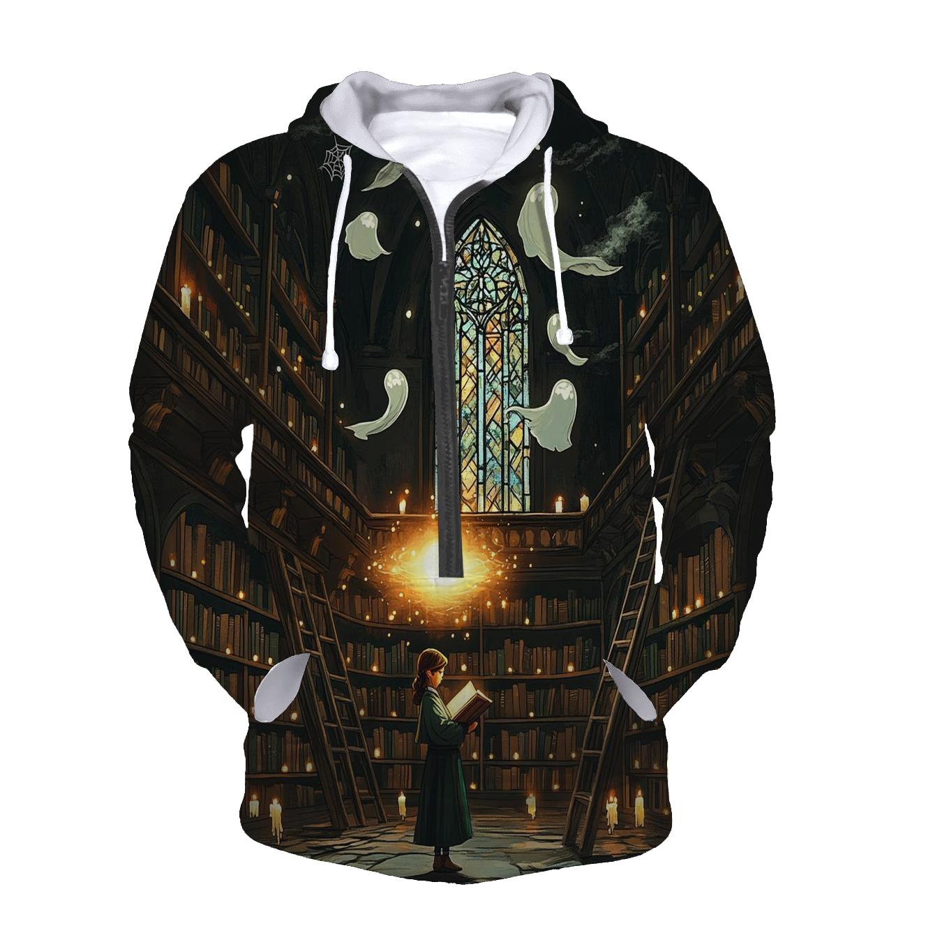 Spooky Library Of Whispering Tomes graphic hoodies