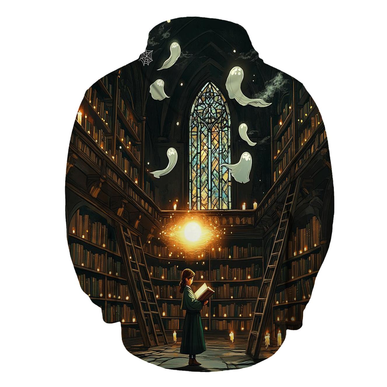 Spooky Library Of Whispering Tomes graphic hoodies