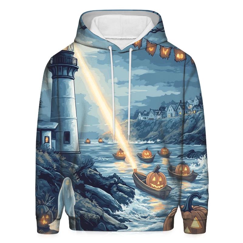 Ghostly Lighthouse Halloween heavyweight hoodies