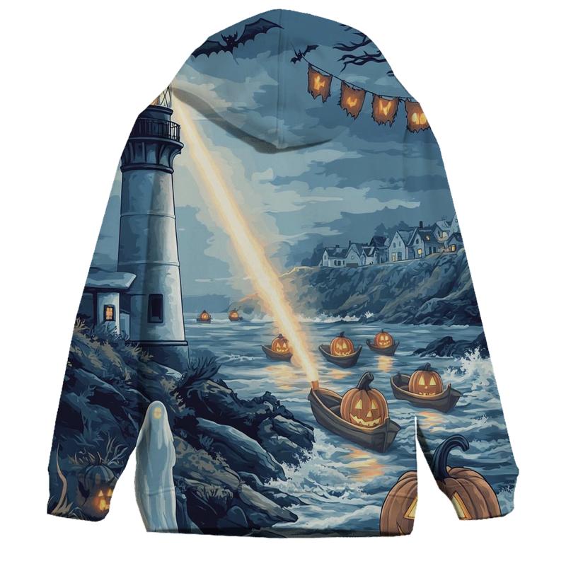 Ghostly Lighthouse Halloween heavyweight hoodies