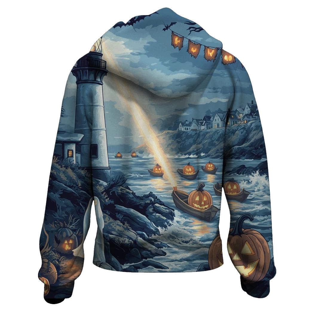 Ghostly Lighthouse Halloween heavyweight hoodies