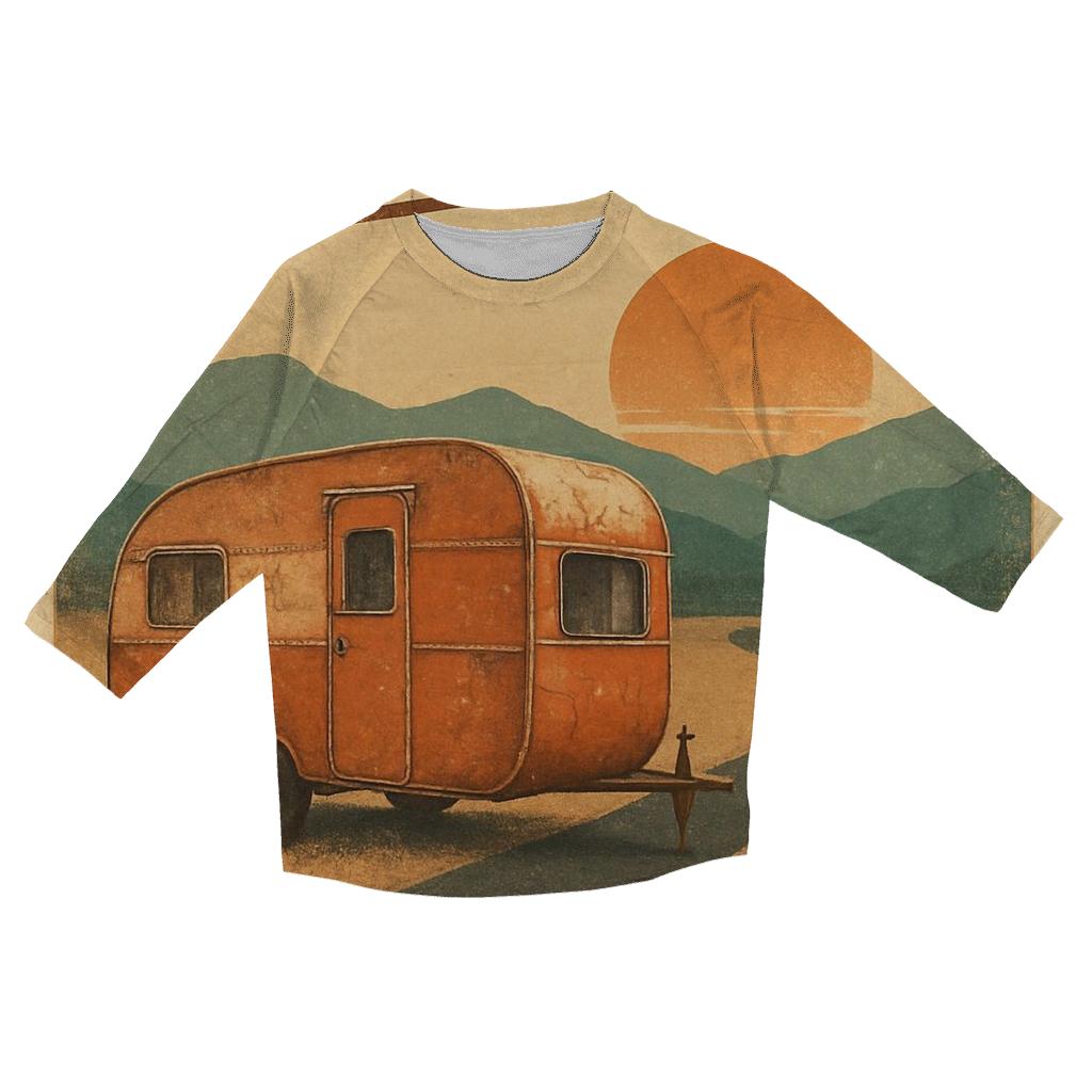 Burnt Orange Roadtrip Camper Scene personalized 3/4 sleeve tees