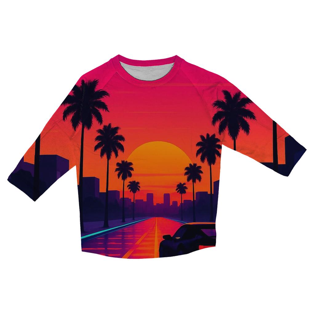 Neon Sunset Boulevard personalized 3/4 sleeve tees