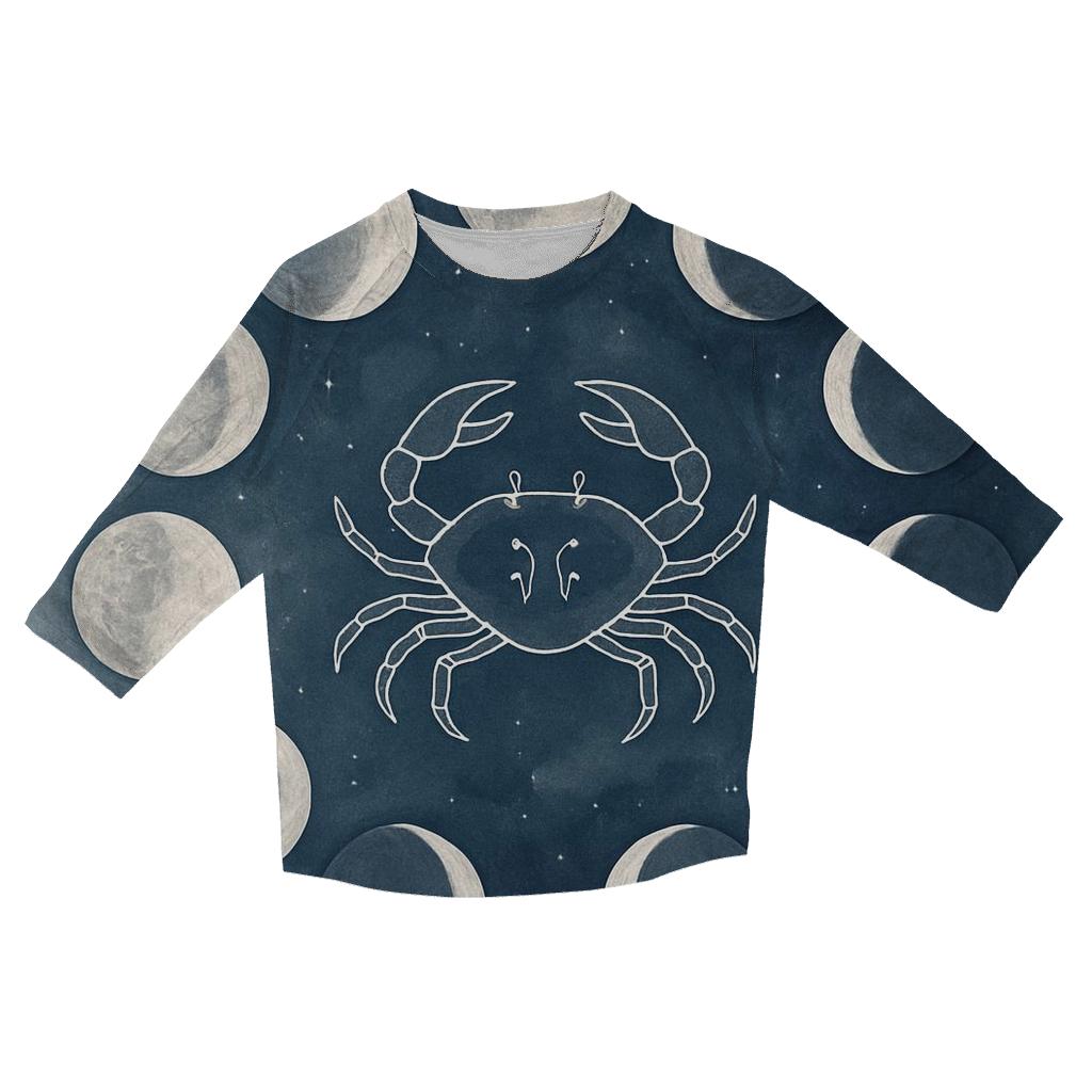 Lunar Cancer Moon Phase Cycle fashion 3/4 sleeve shirts