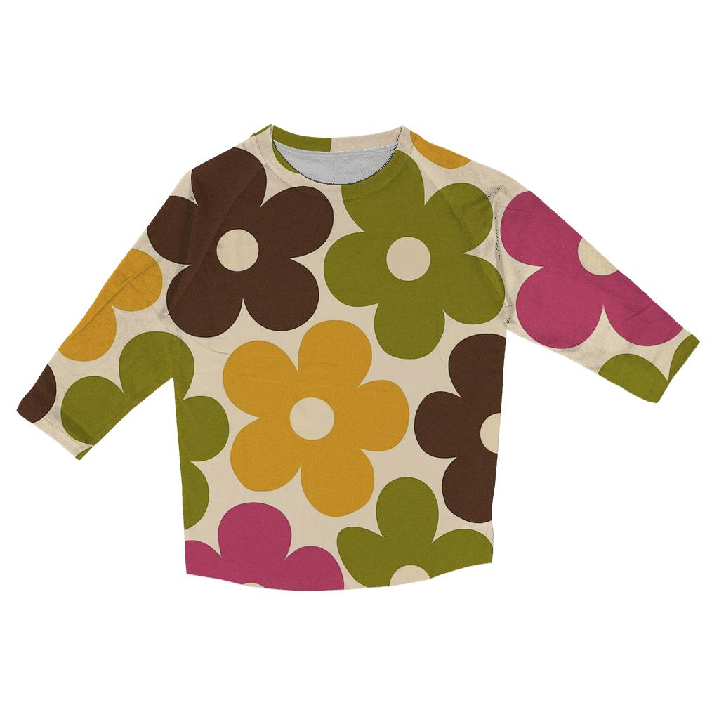 Mod Floral Mosaic printed three quarter sleeve shirts