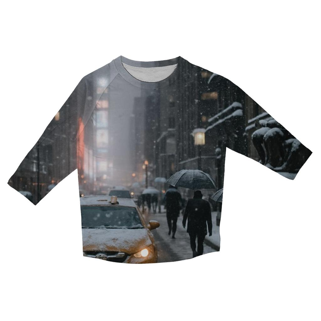 Snowfall At Midtown Night cotton quarter sleeve shirts