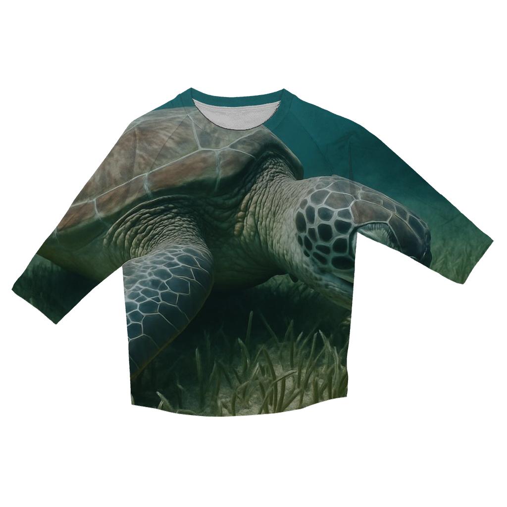 Pelagic Grazer — Green Sea Turtle cotton quarter sleeve shirts