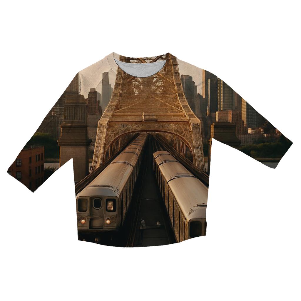 Queensboro Bridge Golden Hour Commute printed three quarter sleeve shirts