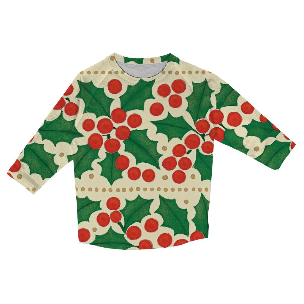 Holly Berry Confetti Design personalized 3/4 sleeve tees