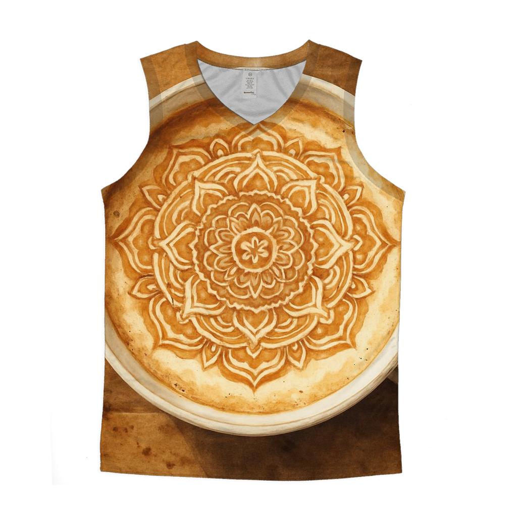 Latte Spiral Mandala graphic print tank tops