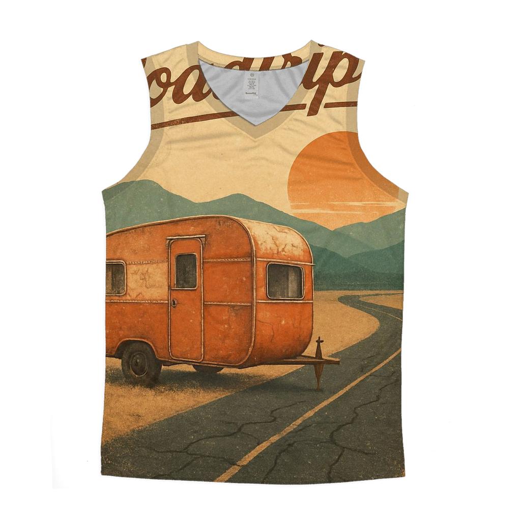 Burnt Orange Roadtrip Camper Scene casual summer tank tops