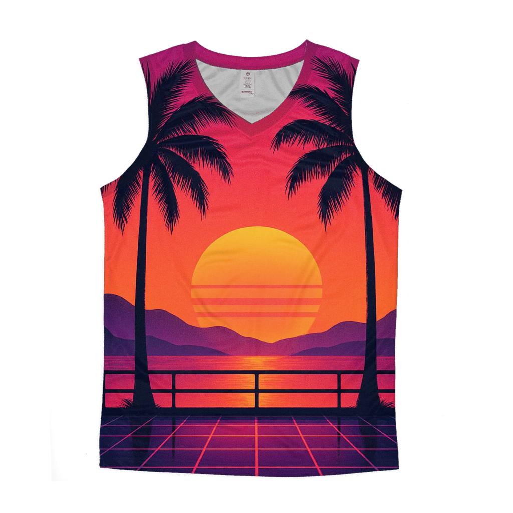 Retro Wave Palm Horizon stylish racerback tanks