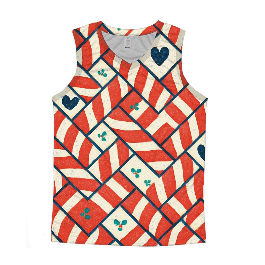 Candy Cane Mosaic Design cotton sleeveless tops