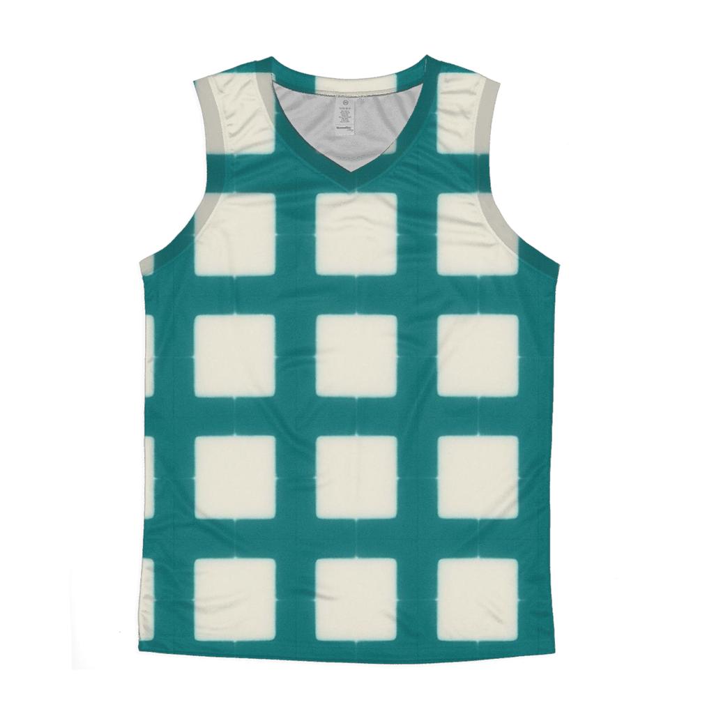 Itajime Teal Grid cotton sleeveless tops
