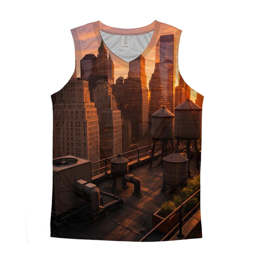 Sunset Over Financial District Rooftop stylish racerback tanks