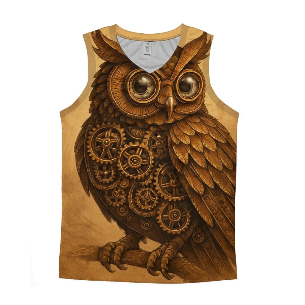 Steampunk Owl Mechanica designer workout tanks