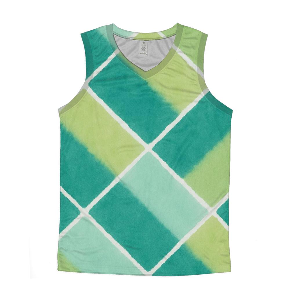 Diagonal Mirror Fold Motif sports performance tank tops