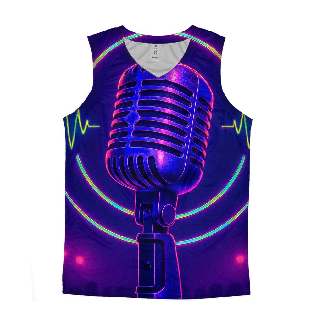 Microphone Neon Halo graphic print tank tops