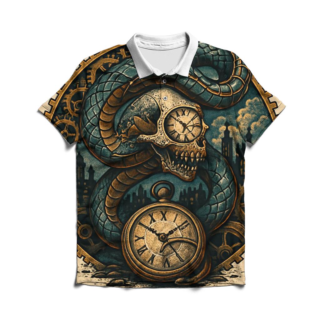 Clockwork Ouroboros Mechanism stylish collar polo tees