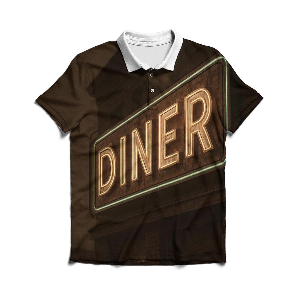 Sepia Diner Neon Sign stylish collar polo tees