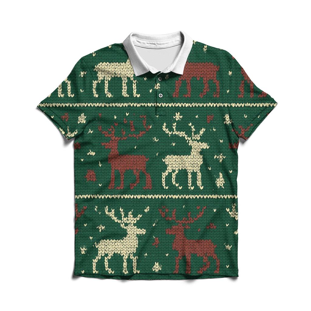 Reindeer Sweater Stripe Design custom polo shirts