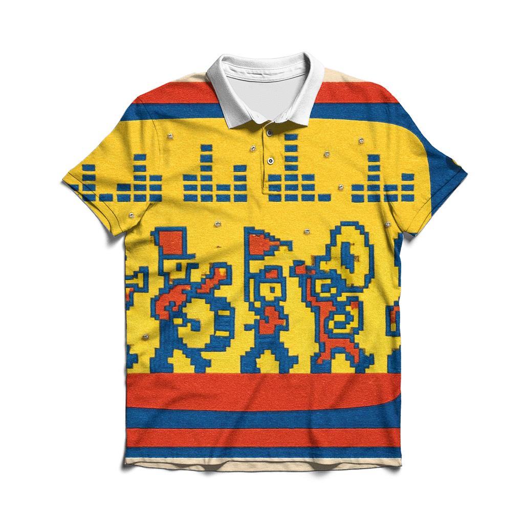 Pixel Pop Parade embroidered polo tops